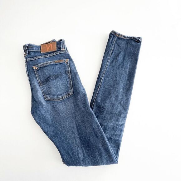 NUDIE Jeans Tube Tom Organic Aged Ink Blue Women’s Tag Size 26x34 - Picture 3 of 14